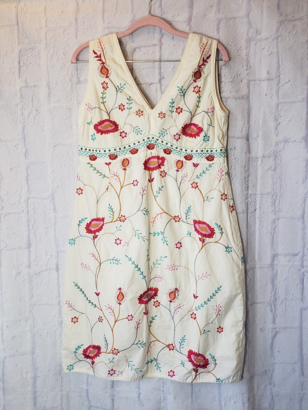 GREATER GOOD NETWORK Sleeveless Floral Embroidered Dress Medium